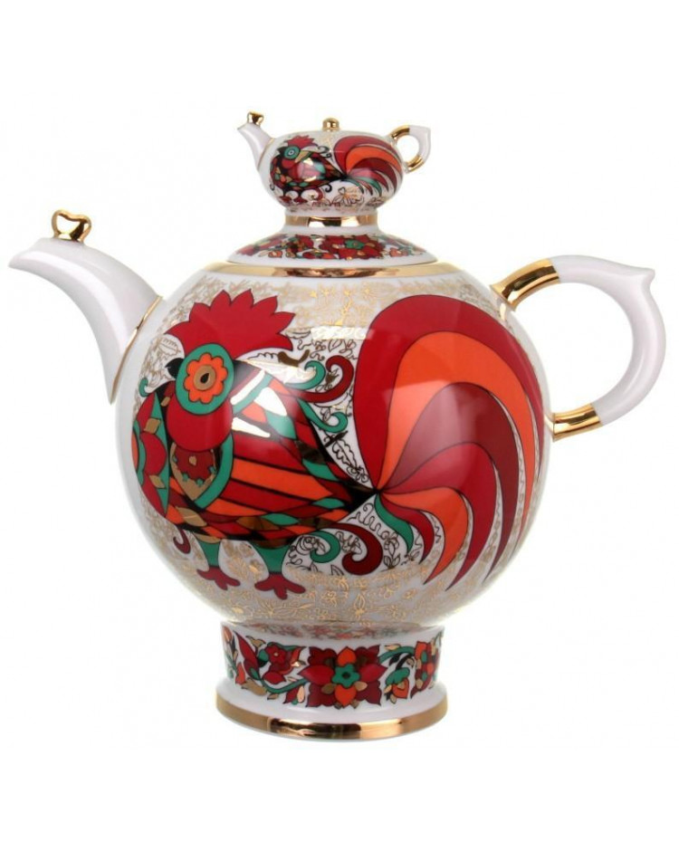 ポット　ロモノーソフ LOMONOSOV IMPERIAL PORCELAIN TEAPOT RED ROOSTER